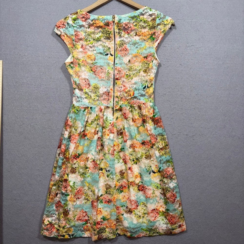 Vintage Deb Dress Womens Small‎ Floral Mesh Fit and Flare - Picture 2 of 7